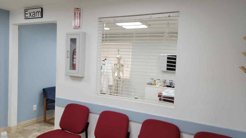 Exam room exterior wall