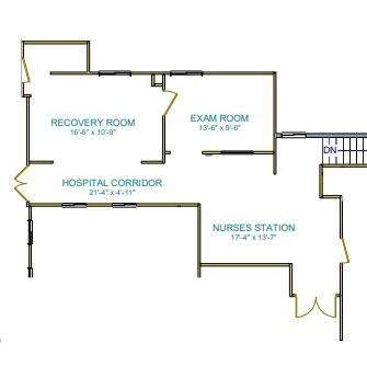 Hospital set floorplan with dimensions